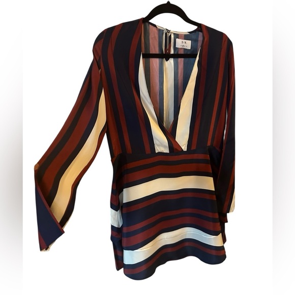 Sir. Women's Striped V-Neck mini dress- Multicolor size 1 - Picture 8 of 9